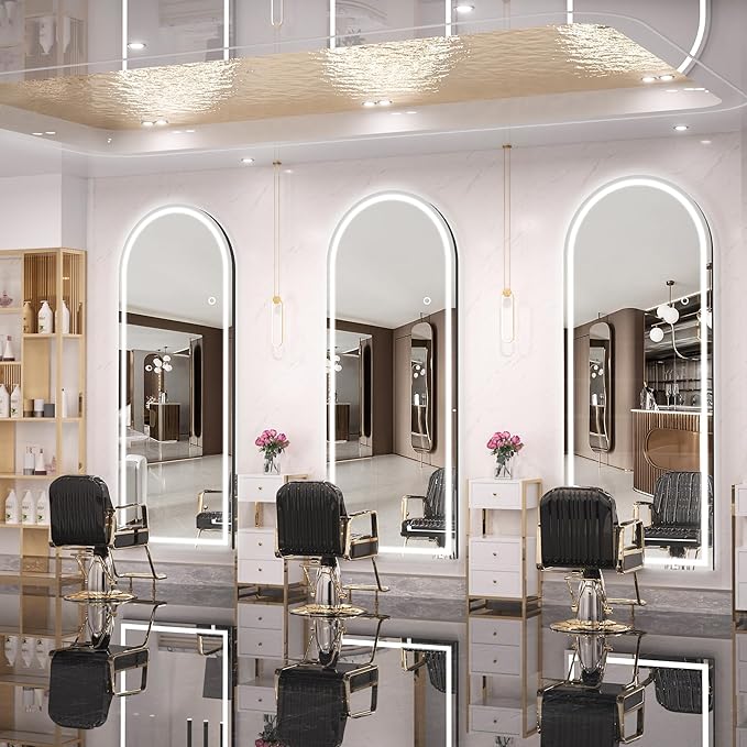 Hasipu 71" X 32" Full Length Mirror with Lights, Black Frame Arch Led Mirror Full Length and 3 Colors Temperatures & Brightness Adjustable,Light Up Mirror Full Body for Bedroom Cloakroom Living Room