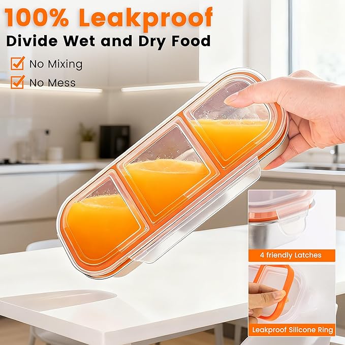 Bandesun Stainless Steel Snack Containers for Kids & Adults, 1 Pack Leek Proof Metal Bento Lunch Box with lids, Lunchable Containers for Travel, School, Home - Stackable Bento Snack Box