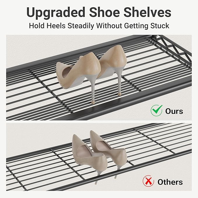 VIPEK S2 Heavy Duty Clothes Rack with Shoe Shelves Freestanding Clothing Rack with 6-Tier Shoe Rack, Double Hanging Rod, Adjustable Shelf, Walk in Closet Organizer Garment Rack, Black