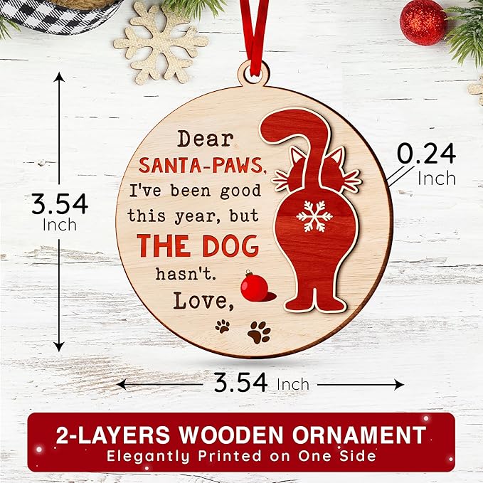 Cat Ornament - Christmas Tree Ornament for Cat Lovers, Adorable 2025 Kitty Ornaments, Funny and Unique cat Themed Decoration, Perfect for Adding Festive Feline Charm, Ideal