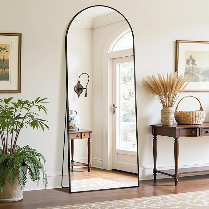 Floor Mirror, 58"×21" Full Length Mirror with Stand for Bedroom Living Room, Black