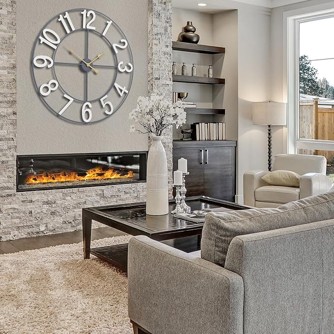 Sorbus 32-Inch Large Wall Clock – Decorative White Metal Clock with Gold Hands – Silent, Battery Operated, Modern Wall Decor for Living Room, Kitchen, or Office – Great Gift for Housewarming or Office