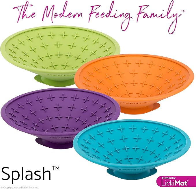 LickiMat Splash, Dog Slow Feeder Bowl Lick Mat, Boredom Anxiety Reducer, Sticks to Smooth Surface; Perfect for Food, Treats, Yogurt, or Peanut Butter. Fun Alternative to Slow Feed Dog Bowl, Turquoise