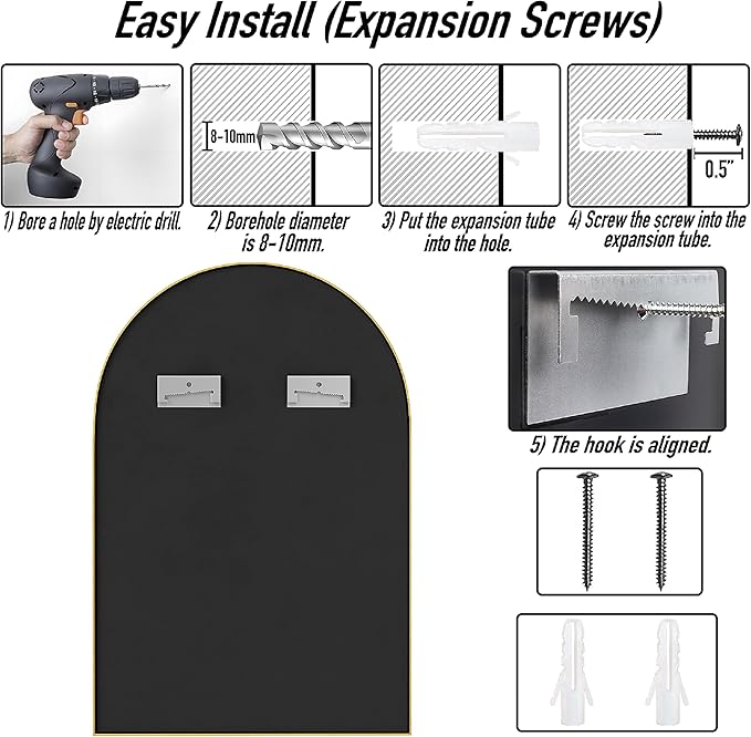 24x36 Arch Mirror Rectangle Full Length Wall Mounted Hanging or Against Wall Metal Aluminum Alloy Frame Dressing Make-up Mirrors for Entryway Bedroom Bathroom Living Room 24 36 inch Gold