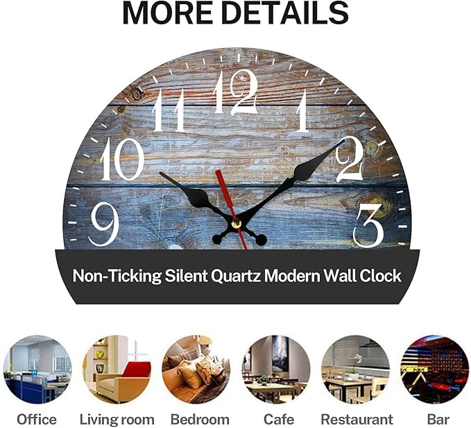 ArtSocket Wooden Wall Clock Silent Non-Ticking, Wood Old Retro Vintage Wooden Round Rustic Coastal Wall Clocks Decor for Home Kitchen Living Room Office, Battery Operated(12 Inch)