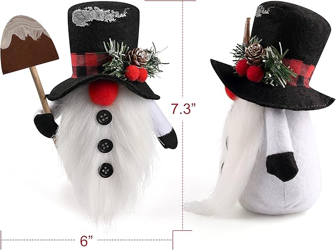 D-FantiX Christmas Snowman Gnomes Plush, 2 Pack Handmade Swedish Tomte Gnomes Scandinavian Figurine Nordic Gnome Plush Christmas Elf Doll Ornaments Christmas Gnomes Decorations Home Decor
