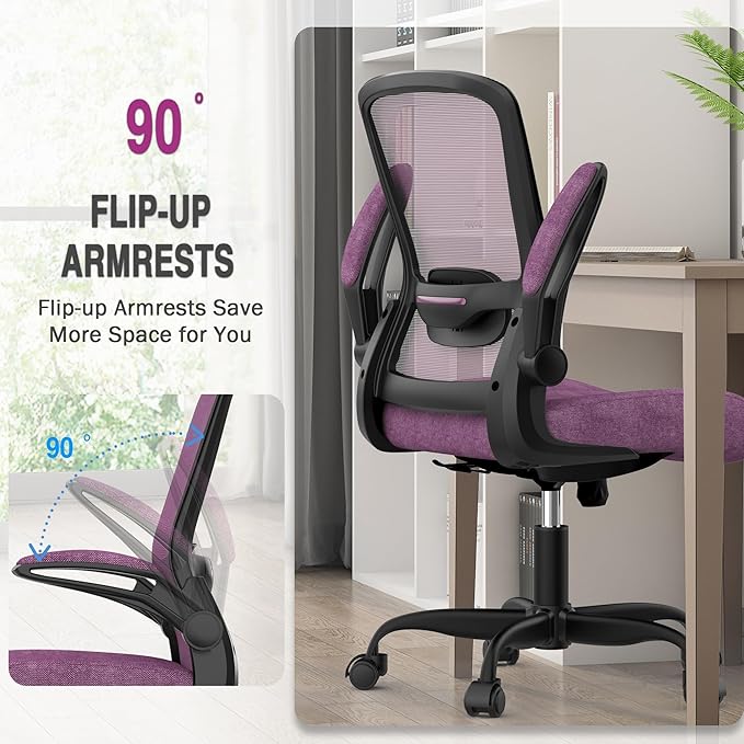 Mimoglad Office Chair, Ergonomic Desk Chair with Adjustable Lumbar Support, High Back Mesh Computer Chair with Flip-up Armrests-BIFMA Passed Task Chairs, Executive Chair for Home Office