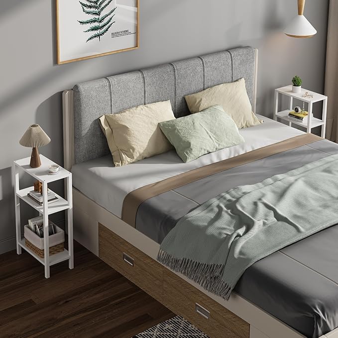 TUTOTAK Small Side Table, Narrow End Table, Skinny Sofa Table, Slim Nightstand, Couch Table, Living Room, Bed Room, White TB01BW077