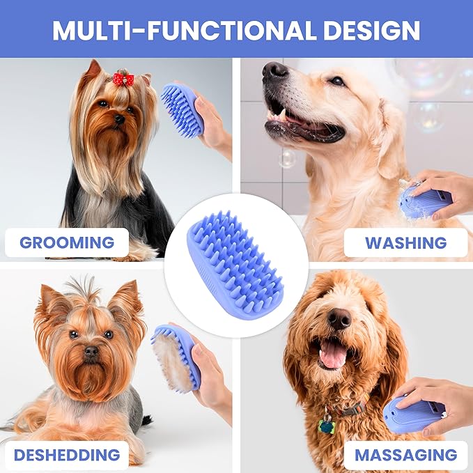 We Love Doodles Dog Conditioner & Dog Bath Brush - 2-in-1 Conditioner for Allergies & Itching, Lotion Treatment for Dogs, Pet Rubber Brush for Shower Scrubbing & Soothing Massage, for Puppy Grooming