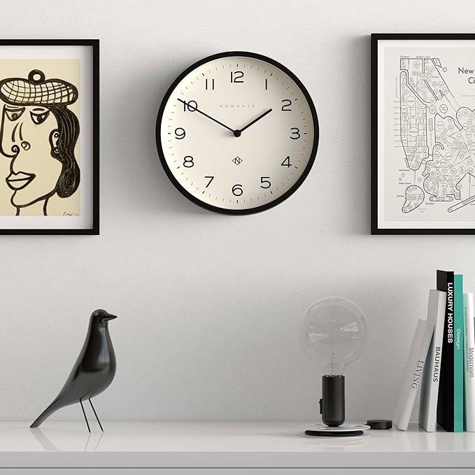 NEWGATE® Number Four Echo Wall Clock | Modern Round Clock | 30cm | Black | Easy to Read Numbers | Ideal for Kitchen, Living Room or Office