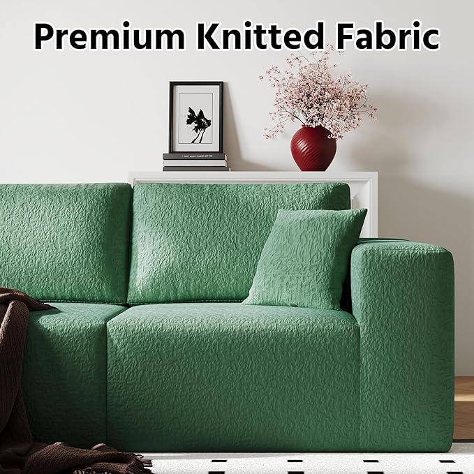 108" Cloud Modular Sectional Couch with L-Shape Chaise, Modern Sectional Sofa with Deep Seat Couch, Ultra Soft Knit Fabric Couches for Living Room, No Assembly Required, Left Facing Chaise (Green)