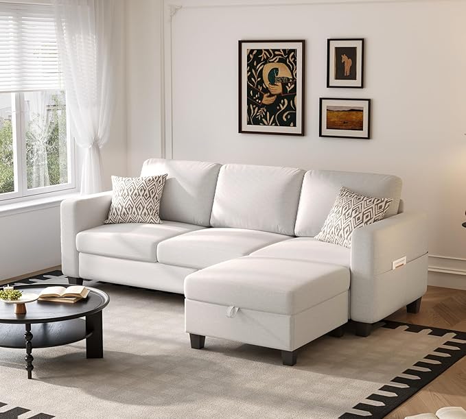 Youmumeub 79''Sectional Couch Couches for Living Room - L-Shaped 4-Seater Deep Sectional Sofa,Removable Covers,Suitable for The Living Room, Apartment or Office-Beige