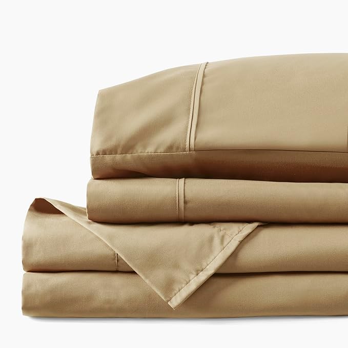PeachSkinSheets Light Mocha Sheet Set - 1500tc Level of Softness - Extra Soft Cooling Sheets for Hot Sleepers and Night Sweats - Split Head King Size (36" Split)