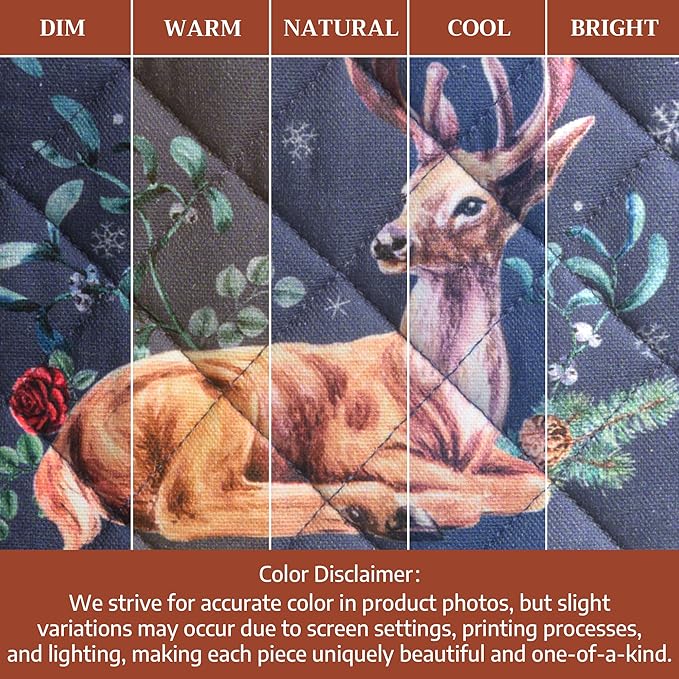 Maison d' Hermine Oven Gloves 100% Cotton Oven Mitt 7" x 13" with Loop Heat Resistant BBQ Cooking Gloves for Thanksgiving Christmas Decorations Baking Handling Hot Pans (Pack of 1, Christmas Joy)