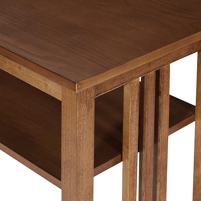 OSP Home Furnishings Sierra 36-Inch Sofa Table with Lower Storage Shelf and Mission Style Side Panels, Ash Brown