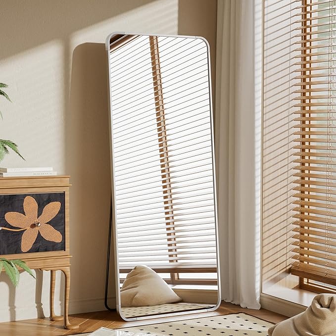 BEAUTYPEAK Silver Full Length Mirror, 65"x24" Rounded Corner Floor Mirror Standing Hanging or Leaning Against Wall, Suitable for Bedroom or Dressing Room