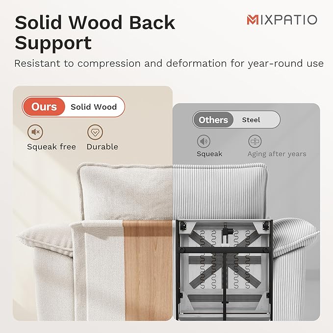 Cloud Couch Sectional Sofa Set, Plush 24.4-Inch Deep 7-Seat Sectional with Velvety Chenille & Removable Arms for Living Room and Apartment, Beige