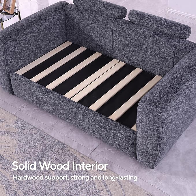 Sofa Couch, 66.5" Gray Modern Couch with Deep Seats, Chenille Fabric Comfy Sofas with Wooden Interior,loveseat Couch with Wide Armrest, Couches for Living Room, Bedroom and Office