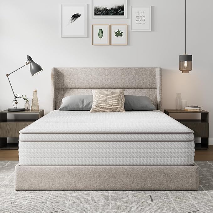 Novilla 12 Inch Queen Mattress, Hybrid Queen Mattresses in a Box with Smarts™ Coil Pocket Spring for Pressure Relief, Medium Firm Colchones with Comfort Foam, CertiPUR-US Certified