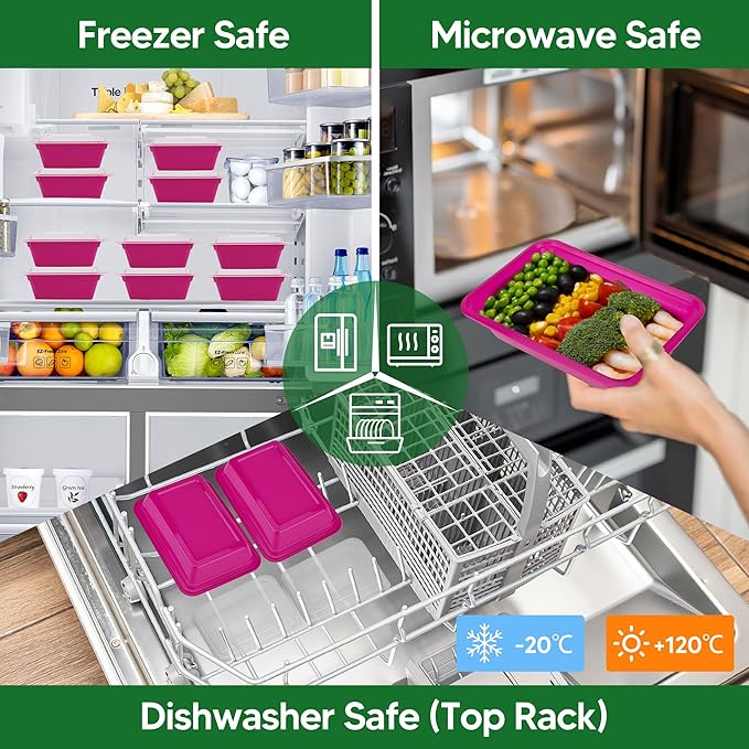 50 Pack Meal Prep Containers with Lids 38oz - BPA-Free, Reusable, Leakproof Food Storage Containers - Microwave/Dishwasher/Freezer Safe, To Go Take Out Plastic Food Storage Pans(Red)