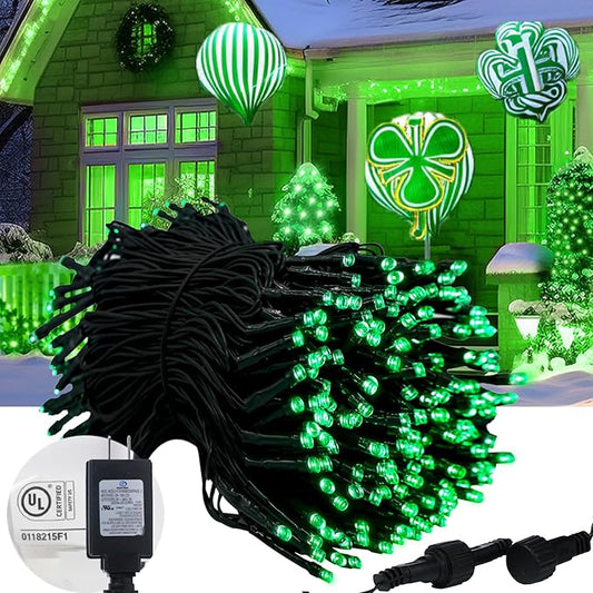 Kwaiffeo Green Fairy Lights, 100FT 300LED Green String Lights Outdoor Indoor, 8 Modes Connectable Light for Christmas Halloween Yard Tree Decor