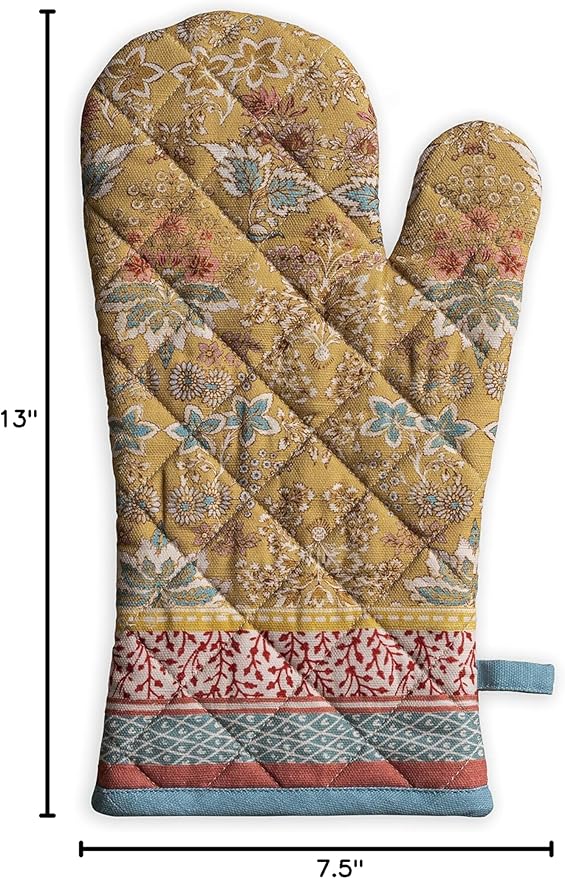 Maison d' Hermine Oven Gloves 100% Cotton Oven Mitt 7" x 13" with Loop Heat Resistant, BBQ, Cooking Gloves, Baking, Grilling, Kitchen, Handling Hot Pans Spring/Summer (Pack of 1, Marquise)