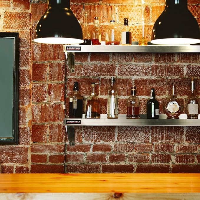 DuraSteel Stainless Steel Shelf - 48 Inch Wide x 12 Deep Commercial NSF Mounted Metal Wall Shelf Pantry Organizer Garage Storage Shelves - Rack Shelving Restaurant Kitchen Units Laundry Utility Room