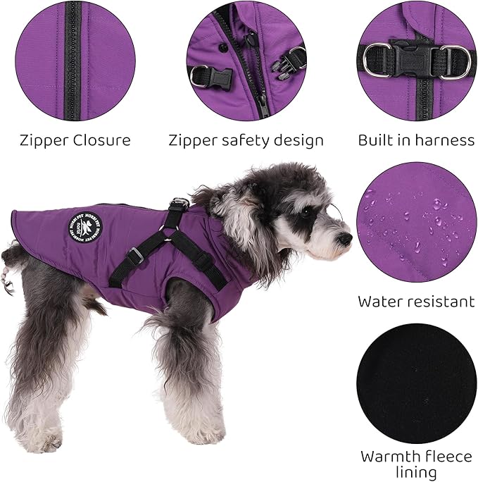 Norbi Dog Winter Coats with Built-In Harness - Adjustable Dog Jackets for Small, Medium & Large Dogs in Cold Weather