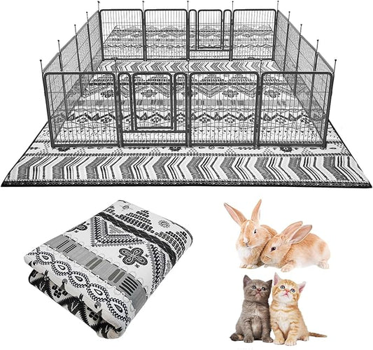 BNOSDM 79" X 55" Large Bunny Cage Liner Washable Reusable Big Rabbit Pads Floor Mat for Rabbits Anti Slip Rug for Bunnies, Pet Carpet for Chinchillas Cats Guinea Pigs Ferrets Dogs