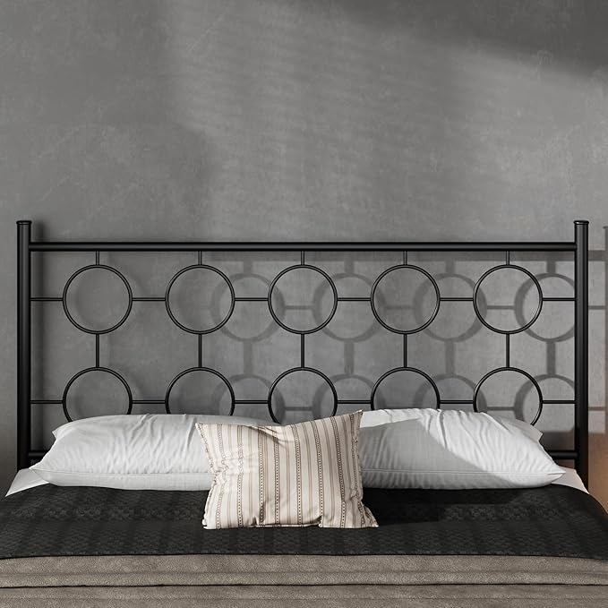 Queen Size Classic Metal Platform Bed Frame with Headboard and Footboard, Victorian Style Iron Bedframe with 12 inch of Storage Under Frame, Slat Support, No Springs Required, Easy to Assemble (Black)