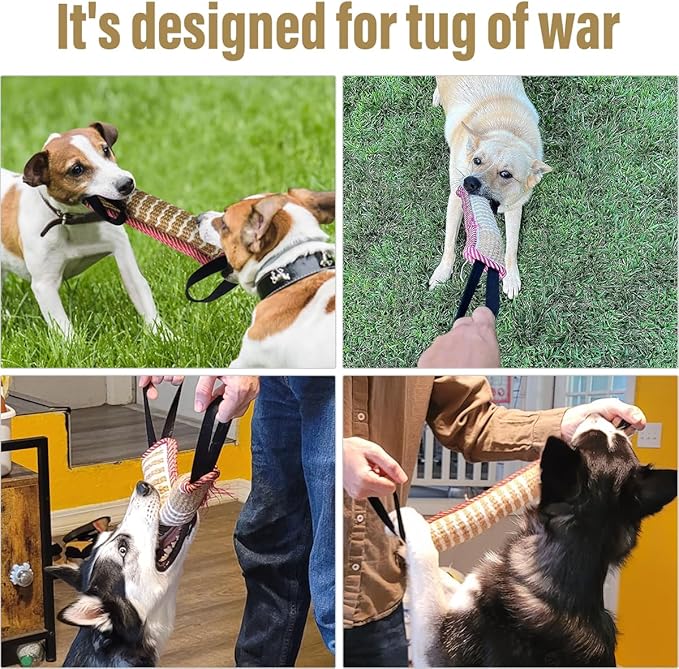 Storystore Dog Tug Toy Dog Training Bite Pillow Jute Bite Toy - Best for Tug of War, Puppy Training Interactive Play - Interactive Toys for Small and Medium Dogs
