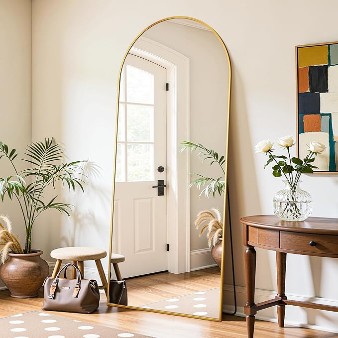 Floor Mirror, 58"×21" Full Length Mirror with Stand for Bedroom Living Room, Gold