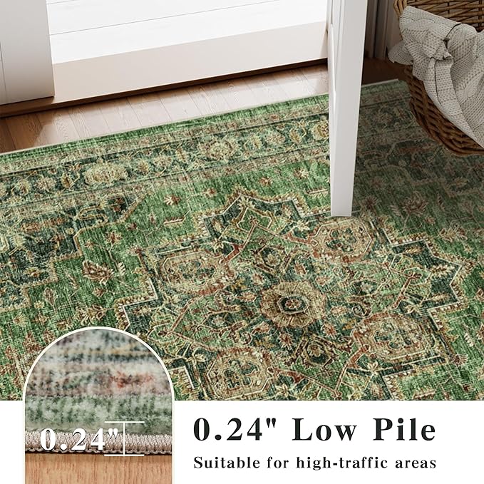9x12 Large Area Rugs for Living Room Ultra-Soft Washable Rug Vintage Distressed Non-Slip Low Pile Stain Resistant Carpet for Bedroom Dining Room Kitchen Office