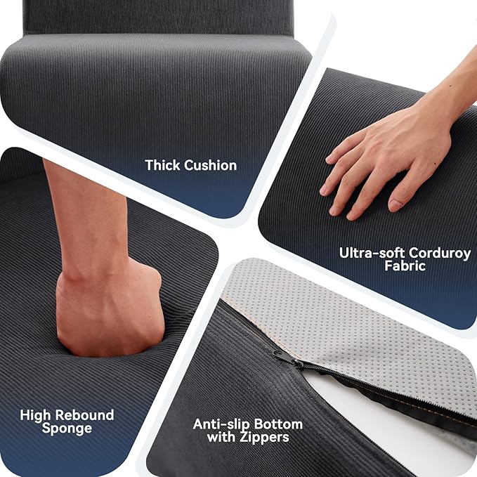 Single Cloud Sofa,Fireside Beanbag Chair Upholstered Floor Sofa Couch,Corduroy Boneless Couch for Small Spaces,Memory Foam Lounge Chair for Bedroom, Living Room,Deep Grey