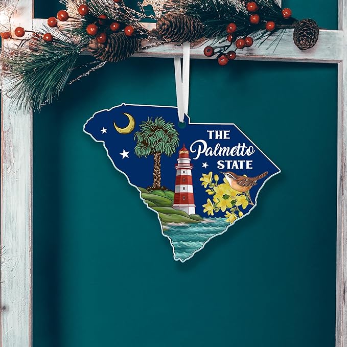 FLAGWIX South Carolina Christmas Ornament for Home Decor - Palmetto Acrylic Christmas Ornaments 2025 for Tree Decorations - South Carolina Gifts, House Warming Gifts New Home for Family Friends