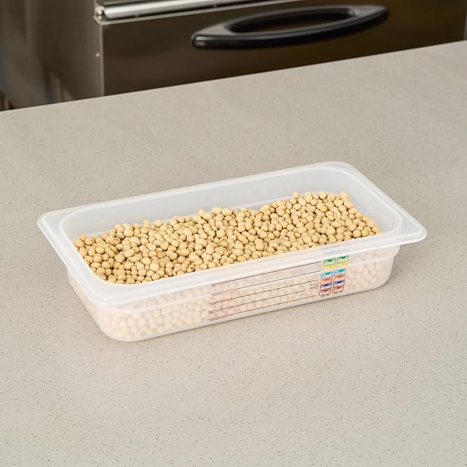 Restaurantware Food Pans Pack of 10 Plastic Rectangle Food Containers 1/3 Size with Traceability Label, Storage Containers Dishwashable Hot Cold Friendly for Restaurants Buffet Commercial Use