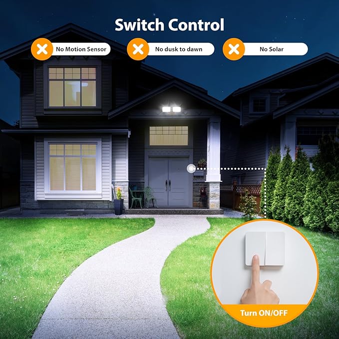 Onforu 3200LM Flood Lights Outdoor, 32W 6500K LED Security Light Switch Controlled, IP66 Waterproof Outdoor Lights, Wall Mount Exterior Flood Light with 2 Adjustable Heads Floodlights Outside