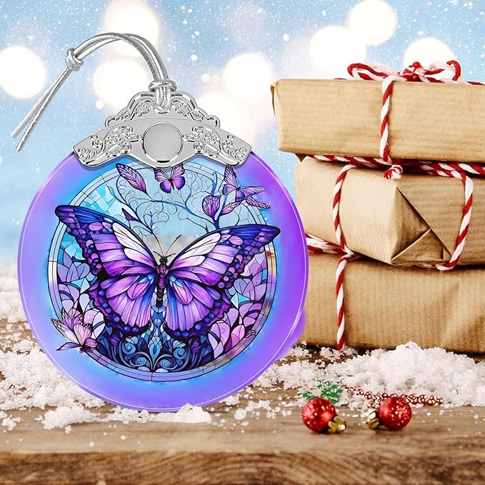 Butterfly Stained Glass Christmas Ornament - Tree Decoration Idea