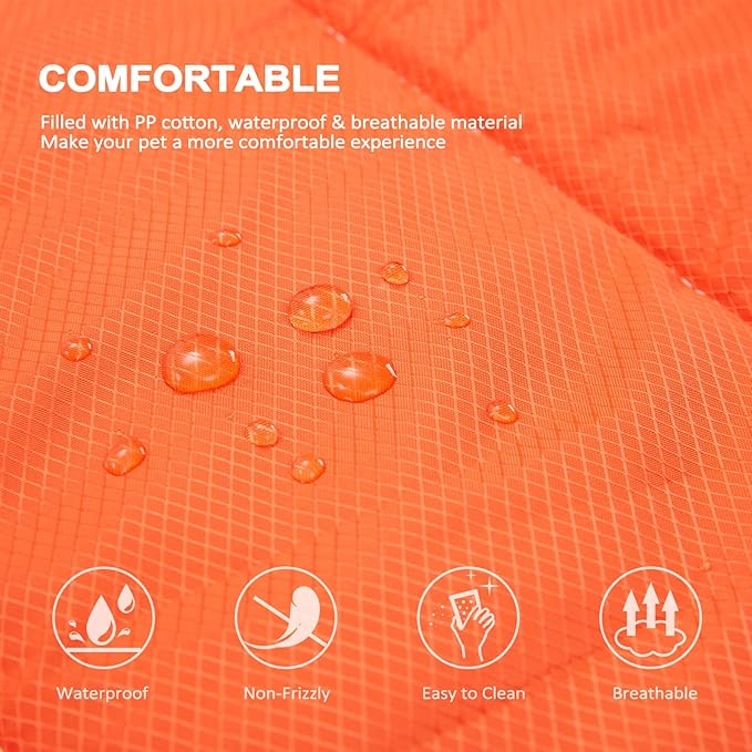 BDEUS 43x25In Large Size Outdoor Dog Bed, Waterproof & Portable Camping Travel Pet Mat, Easy to Clean, Washable Odor Resistant Pet Cooling Pad (Orange)