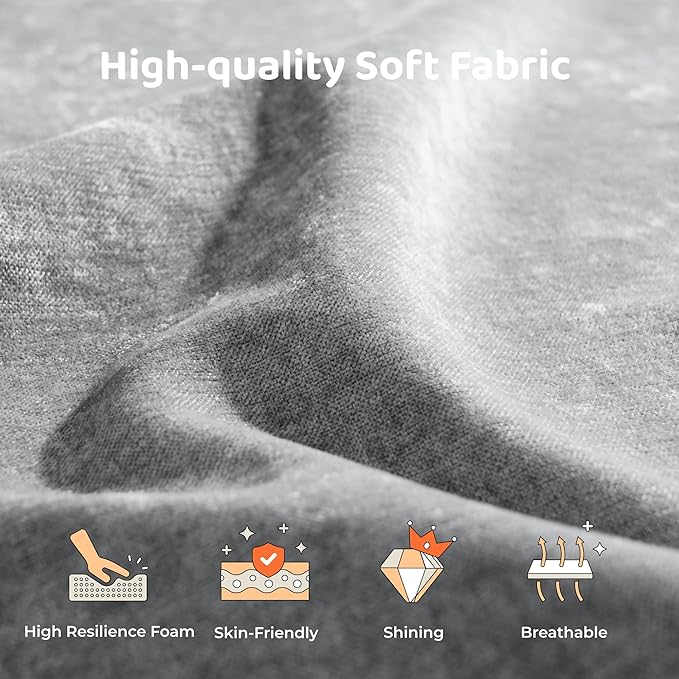 RECCI Cloud Upholstered King Bed Frame with Headboard, 5 Inch Foam Padded Platform, No Box Spring, Easy Assembly (Moon)