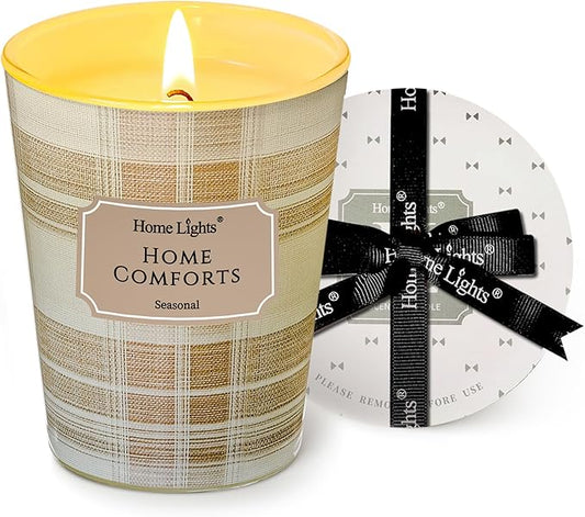 HomeLights Home Comforts Scented Candles | 6.7oz Soy Candles Rustic Modern Large Candle Jars | Ideal Candle Gifts for Events, Home Decor Stress, Relief & Relaxation