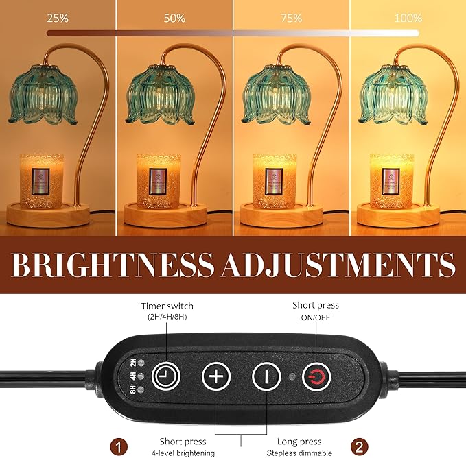 Flower Candle Warmer Lamp with Timer & Dimmer - Fits All Jar Scented Candles - House Warming & Mother's Day Gift for Women，Mom，Her