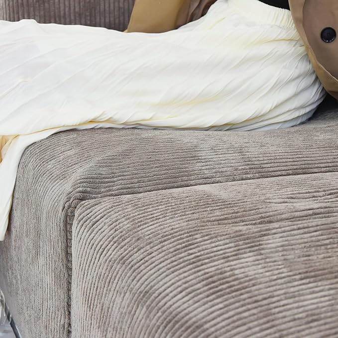 Sectional Couches for Living Room,102inch Cloud Couch Modular Sectional Sofa,Modern Corduroy Couch Love Seat,Cushion Covers Removable& Washable (Brown)