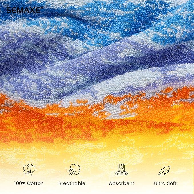 SEMAXE Hand Towels for Bathroom, 100% Cotton Towels with Hanging Loops, Soft and Absorbent, 4 Pack Hand Towel Set for Gym, Shower, Hotel, Spa and Kitchen, Colorful Towel - Wheat Field Collection
