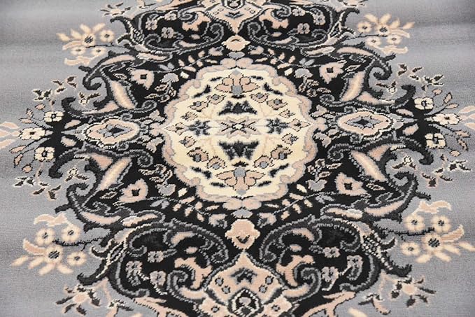 Unique Loom Reza Collection Traditional Persian Style Area Rug, 7 x 10 ft, Gray/Ivory
