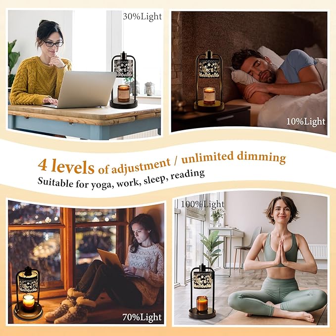 Candle Warmer Lamp Wax Light, Wax Melt Warming Lamps for Jar Candles with Timer Dimmable for Birthday, Room, New House, Bedroom, Vintage Home Decor