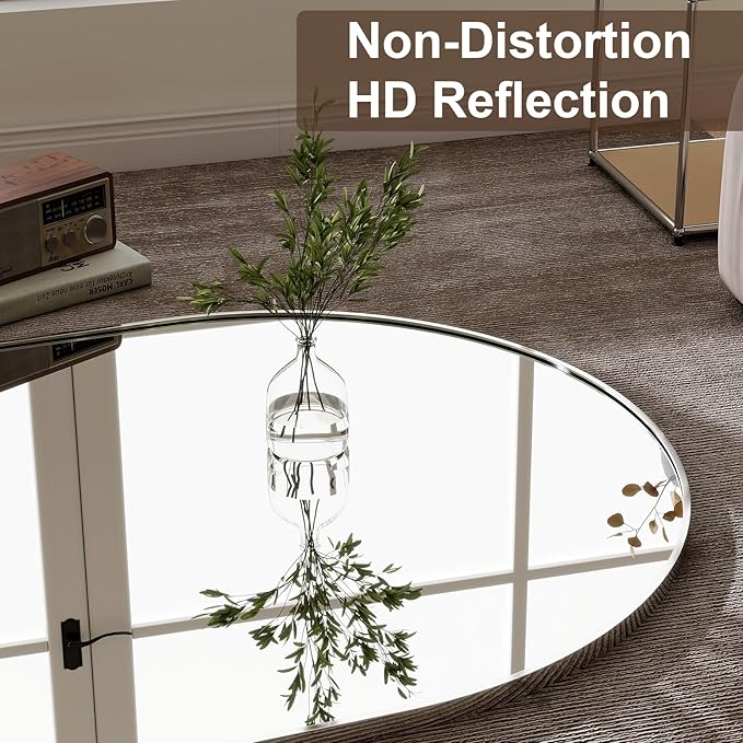 GLSLAND-34 x76 Arched Full Length Mirror-Oversize Floor Mirror Aluminum Alloy Frame High Definition-Full Body Mirror for Bedroom or Living Room,Silver