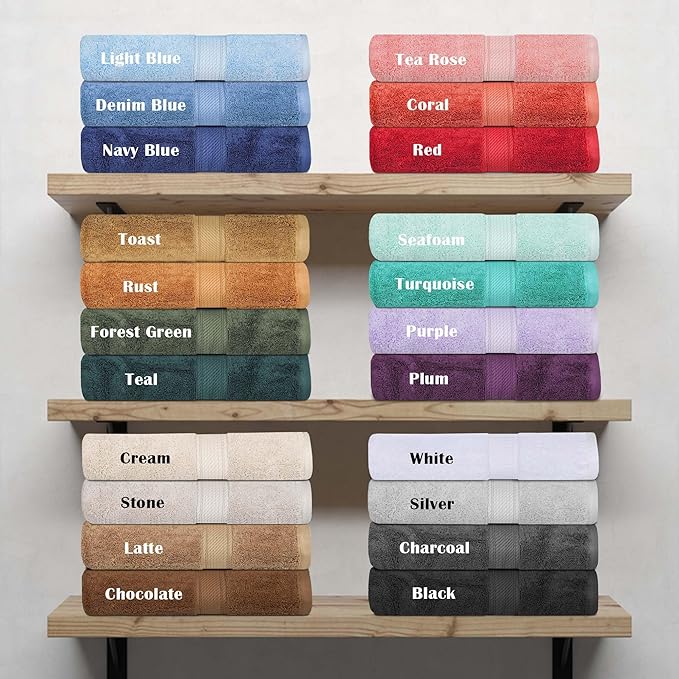 Superior Egyptian Cotton Pile Bath Sheet Set of 2, Ultra Soft Luxury Towels, Thick Plush Essentials, Absorbent Heavyweight, Guest Bath, Hotel, Spa, Home Bathroom, Shower Basics, Coral