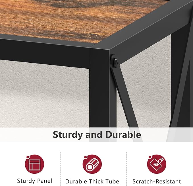 Tajsoon Console Table 41.8”, 2-Tier Industrial entryway Table, Narrow Sofa Table with Shelves, Entrance Table for Entryway, Hallway, Living Room, Foyer, Corridor, Office, Rustic Brown