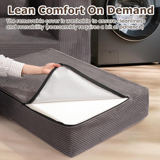 Convertible Sofa Bed, 3 in 1 Loveseat Folding Couch Bed Foldable - Boneless Couch & Floor Futon Sleeper, Corduroy Pull Out Sofa Bed with 4 Pillows for Living Room, Grey